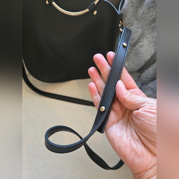 Nordstrom/Brass Plum, Faux Leather Satchel Crossbody Bag, Black/Silver - Picture 8 of 10